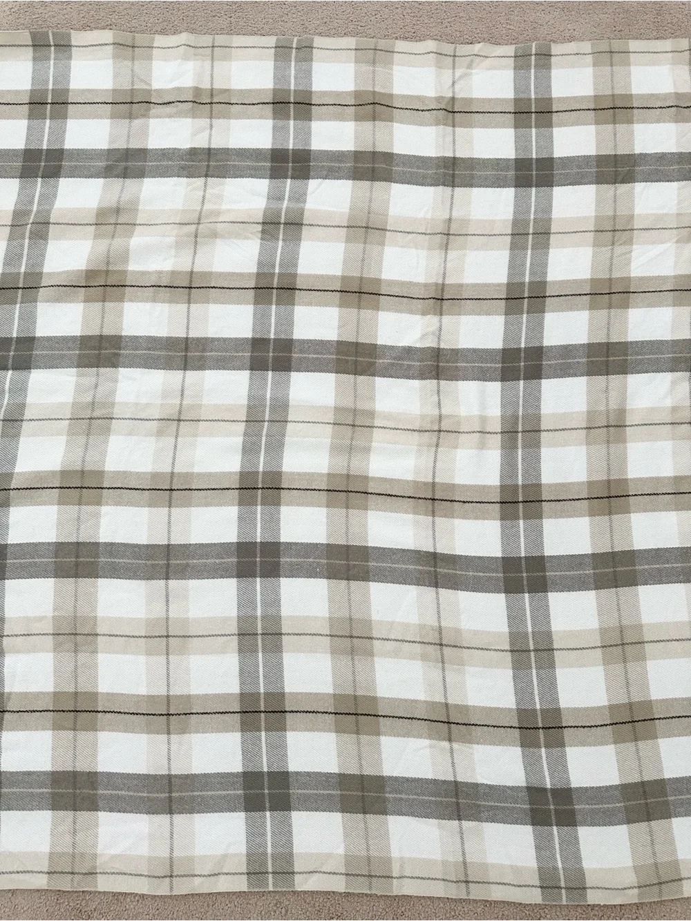 Fall Plaid Fringe Throw Blanket - Beige, Cream & Tan - Fall Harvest Decor